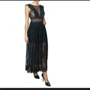 Zara Midnight Black Lace Maxi Dress